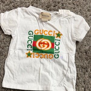 Gucci Kids White Tee with Colorful Logo